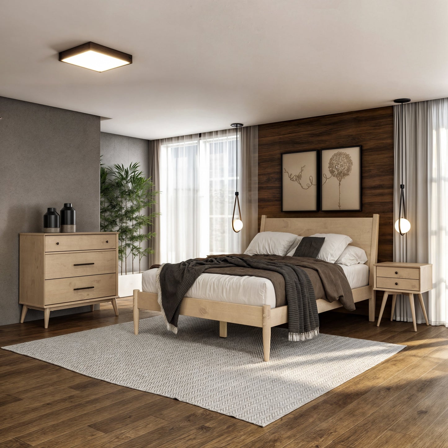 Mid-Century Paneelbett