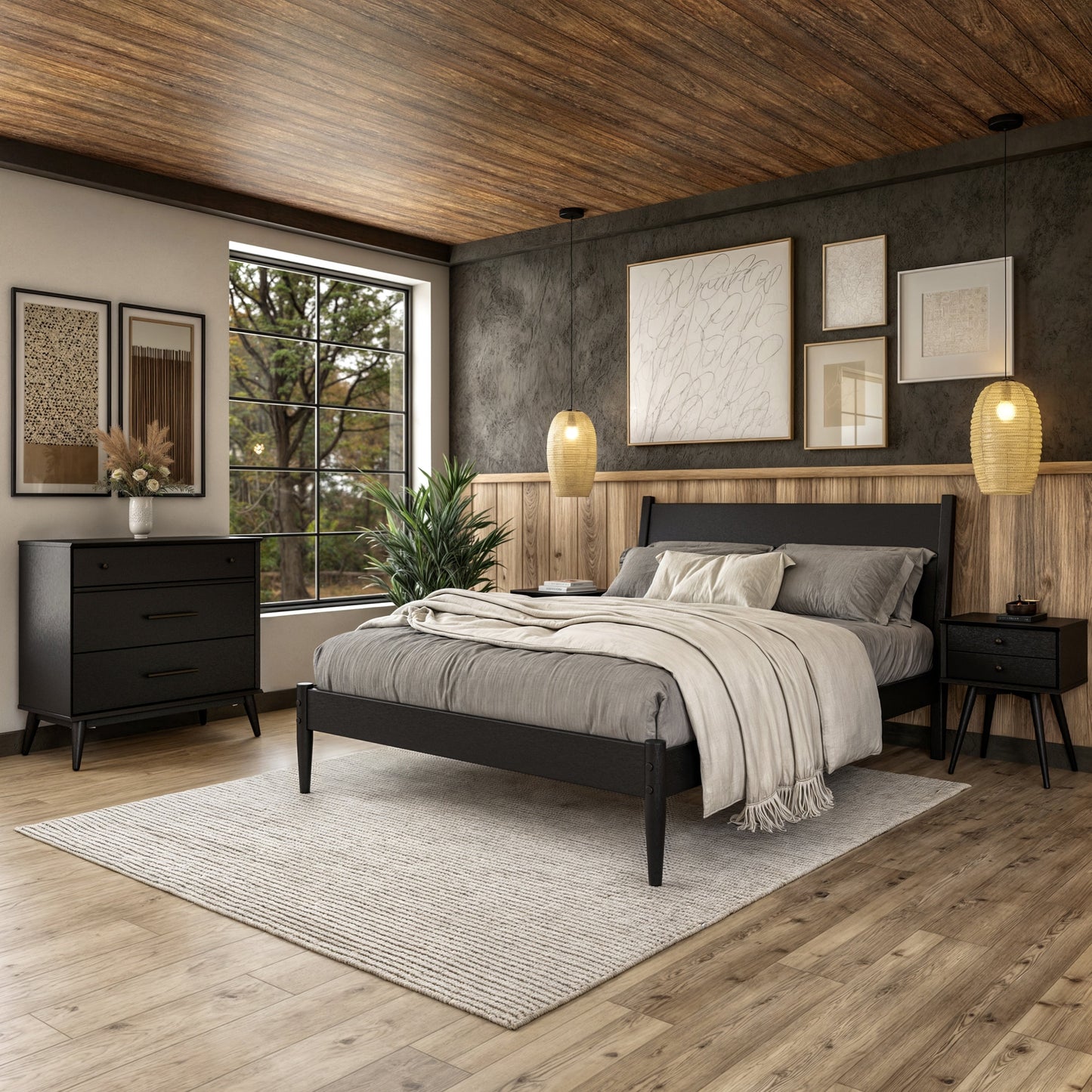 Mid-Century Paneelbett