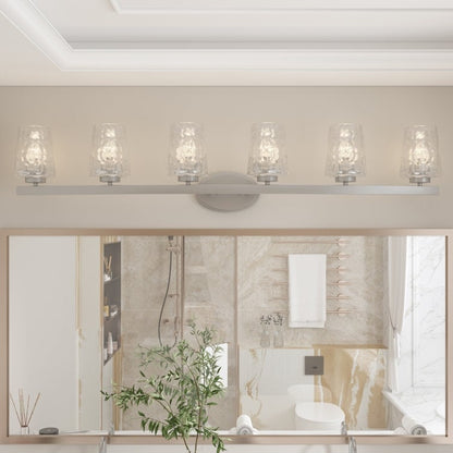 Modernes, dimmbares Badezimmer-Waschtischlicht mit 6 Lichtern und Kunstglas im Mid-Century-Stil – 51 Zoll