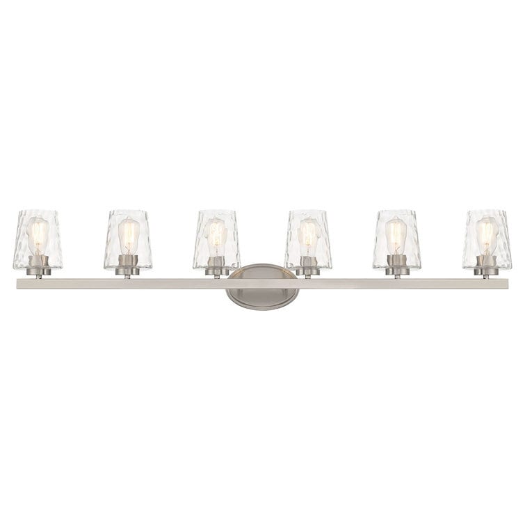 Modernes, dimmbares Badezimmer-Waschtischlicht mit 6 Lichtern und Kunstglas im Mid-Century-Stil – 51 Zoll