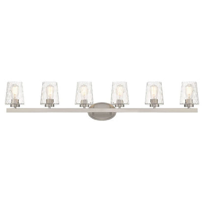 Modernes, dimmbares Badezimmer-Waschtischlicht mit 6 Lichtern und Kunstglas im Mid-Century-Stil – 51 Zoll