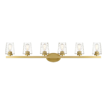 Modernes, dimmbares Badezimmer-Waschtischlicht mit 6 Lichtern und Kunstglas im Mid-Century-Stil – 51 Zoll