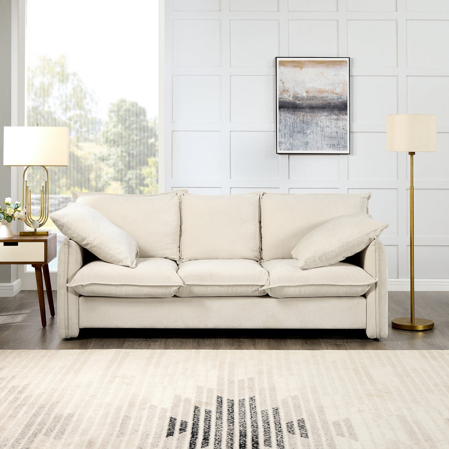Mid-century Sofa 3 Seater Cozy Couch for Living room Apartment Lounge Bedroom