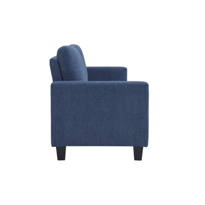 Mihi Sofa, Blue Chenille, 76 Inch, Black Tapered Wood Legs