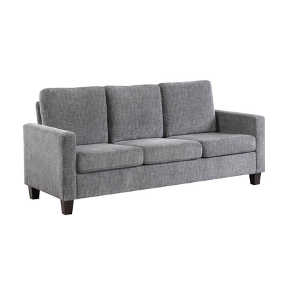 Mihi Sofa, Gray Chenille, 76 Inch, Black Tapered Wood Legs