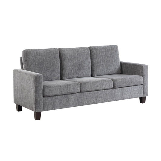 Mihi Sofa, Gray Chenille, 76 Inch, Black Tapered Wood Legs