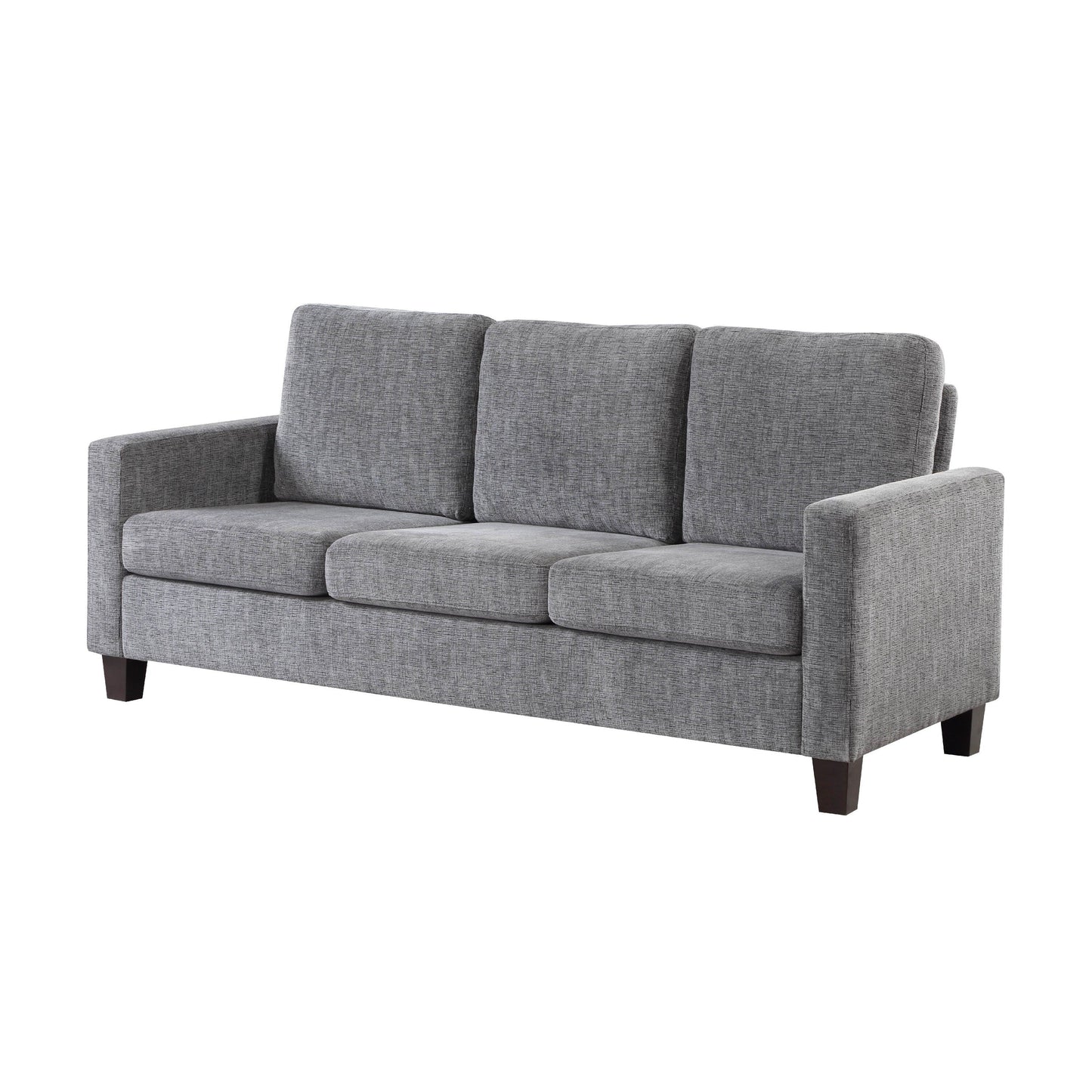 Mihi Sofa, Gray Chenille, 76 Inch, Black Tapered Wood Legs