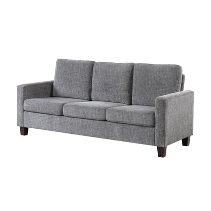 Mihi Sofa, Gray Chenille, 76 Inch, Black Tapered Wood Legs