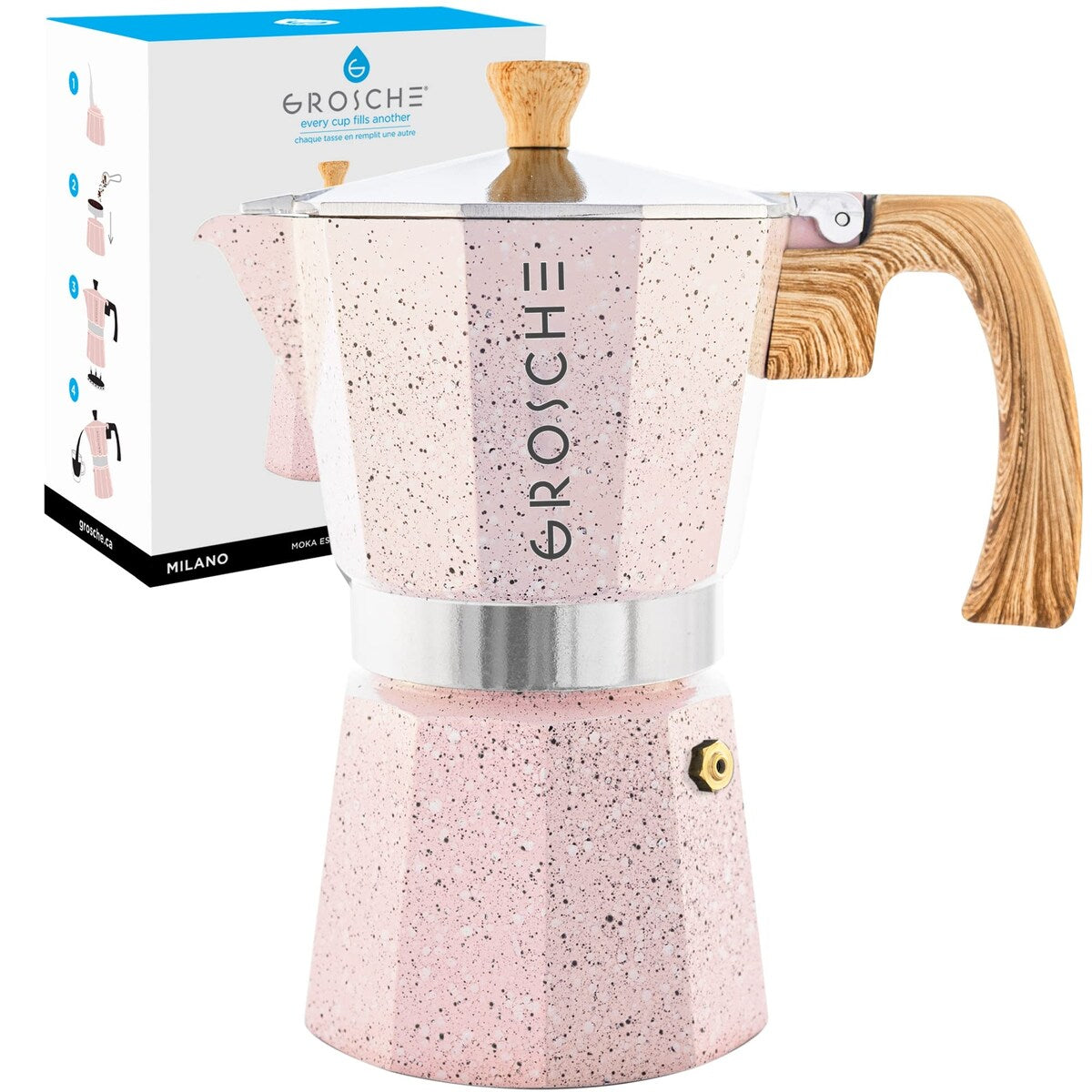 Milano Moka-Kanne, Espressokocher für den Herd, Greca-Kaffeemaschine, Kaffeemaschine und Espressokocher für den Herd (Grau, 9 Tassen)