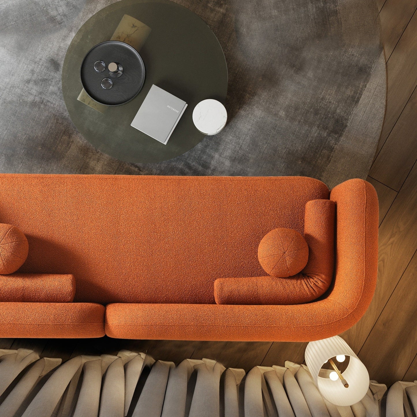 Milet Luxury Modern Boucle Fabric Curved Arm Sofa