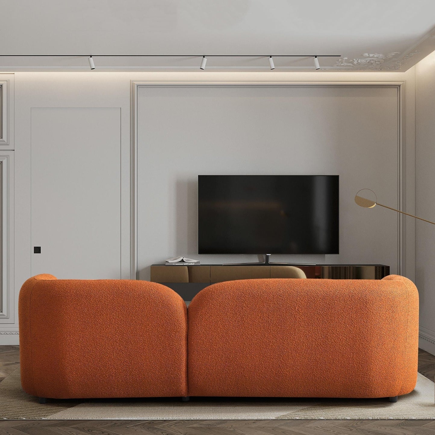 Milet Luxury Modern Boucle Fabric Curved Arm Sofa