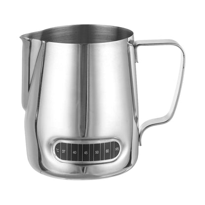 Milchaufschäumkännchen mit integriertem Thermometer, mit Griff