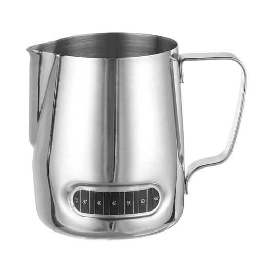 Milchaufschäumkännchen mit integriertem Thermometer, mit Griff
