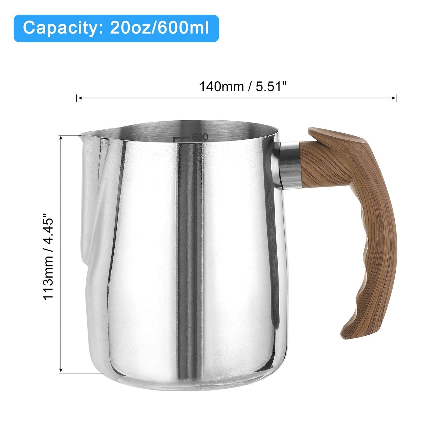 Milchaufschäumkrug, 20 oz/600 ml mit Griff für das Home Cafe