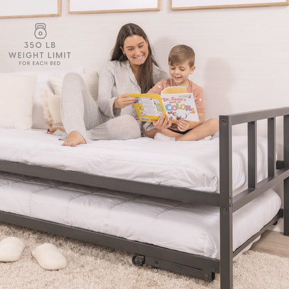 Milliard Twin Daybed und zusammenklappbares Rollbett-Set, schwarzer Rahmen – Matratzen separat erhältlich