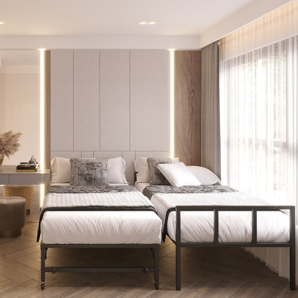 Milliard Twin Daybed und zusammenklappbares Rollbett-Set, schwarzer Rahmen – Matratzen separat erhältlich