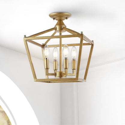 Milton Mini-Laterne, 4-flammig, Eisen, modernes Bauernhaus, LED-Deckenleuchte, von JONATHAN Y