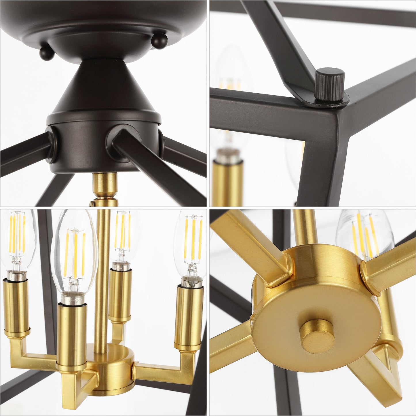 Milton Mini-Laterne, 4-flammig, Eisen, modernes Bauernhaus, LED-Deckenleuchte, von JONATHAN Y