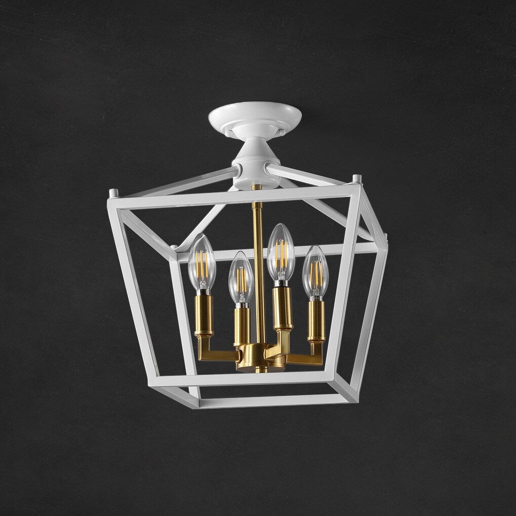 Milton Mini-Laterne, 4-flammig, Eisen, modernes Bauernhaus, LED-Deckenleuchte, von JONATHAN Y