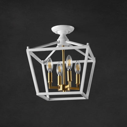 Milton Mini-Laterne, 4-flammig, Eisen, modernes Bauernhaus, LED-Deckenleuchte, von JONATHAN Y