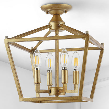 Milton Mini-Laterne, 4-flammig, Eisen, modernes Bauernhaus, LED-Deckenleuchte, von JONATHAN Y
