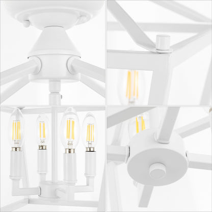 Milton Mini-Laterne, 4-flammig, Eisen, modernes Bauernhaus, LED-Deckenleuchte, von JONATHAN Y