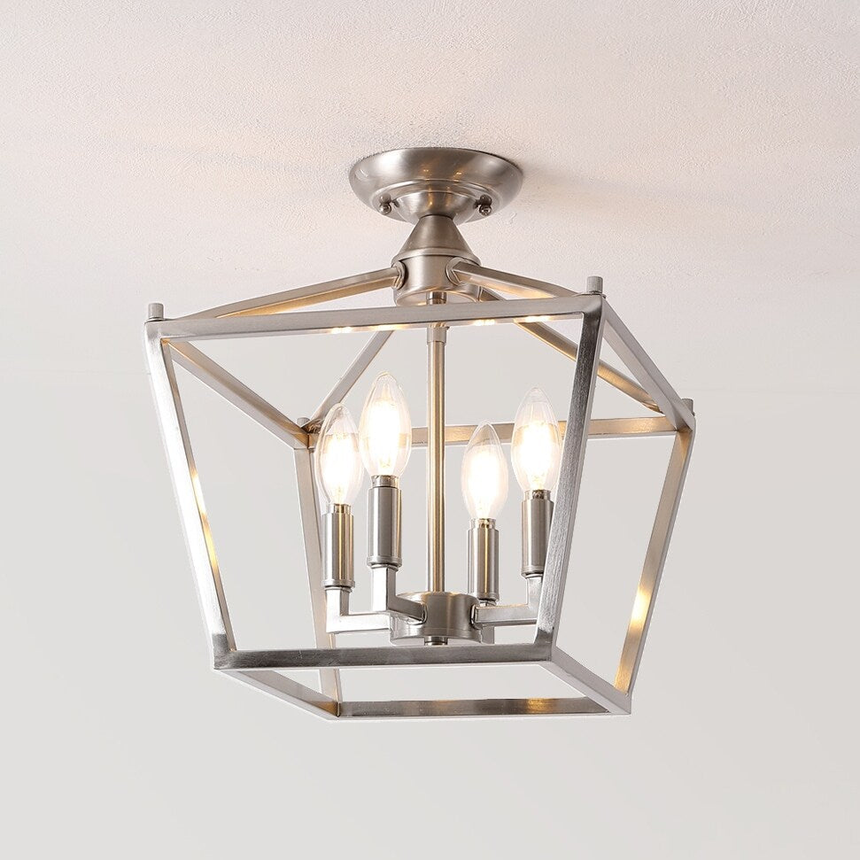 Milton Mini-Laterne, 4-flammig, Eisen, modernes Bauernhaus, LED-Deckenleuchte, von JONATHAN Y