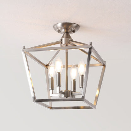 Milton Mini-Laterne, 4-flammig, Eisen, modernes Bauernhaus, LED-Deckenleuchte, von JONATHAN Y