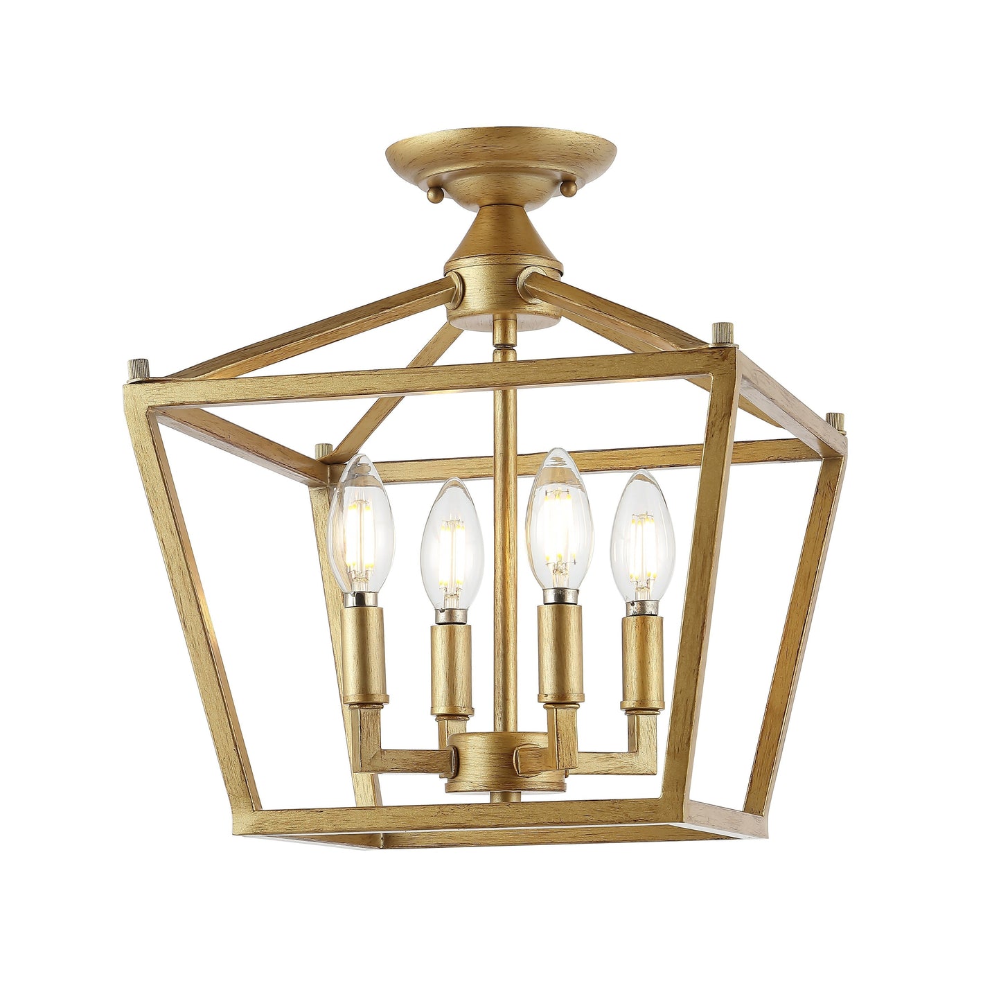 Milton Mini-Laterne, 4-flammig, Eisen, modernes Bauernhaus, LED-Deckenleuchte, von JONATHAN Y