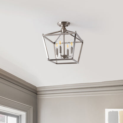 Milton Mini-Laterne, 4-flammig, Eisen, modernes Bauernhaus, LED-Deckenleuchte, von JONATHAN Y