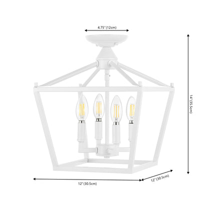 Milton Mini-Laterne, 4-flammig, Eisen, modernes Bauernhaus, LED-Deckenleuchte, von JONATHAN Y