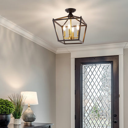 Milton Mini-Laterne, 4-flammig, Eisen, modernes Bauernhaus, LED-Deckenleuchte, von JONATHAN Y