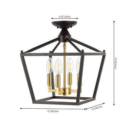 Milton Mini-Laterne, 4-flammig, Eisen, modernes Bauernhaus, LED-Deckenleuchte, von JONATHAN Y