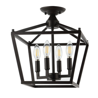 Milton Mini-Laterne, 4-flammig, Eisen, modernes Bauernhaus, LED-Deckenleuchte, von JONATHAN Y