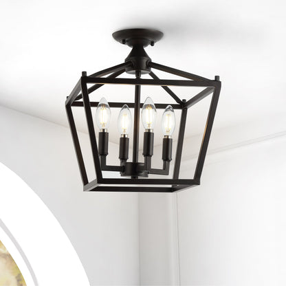 Milton Mini-Laterne, 4-flammig, Eisen, modernes Bauernhaus, LED-Deckenleuchte, von JONATHAN Y