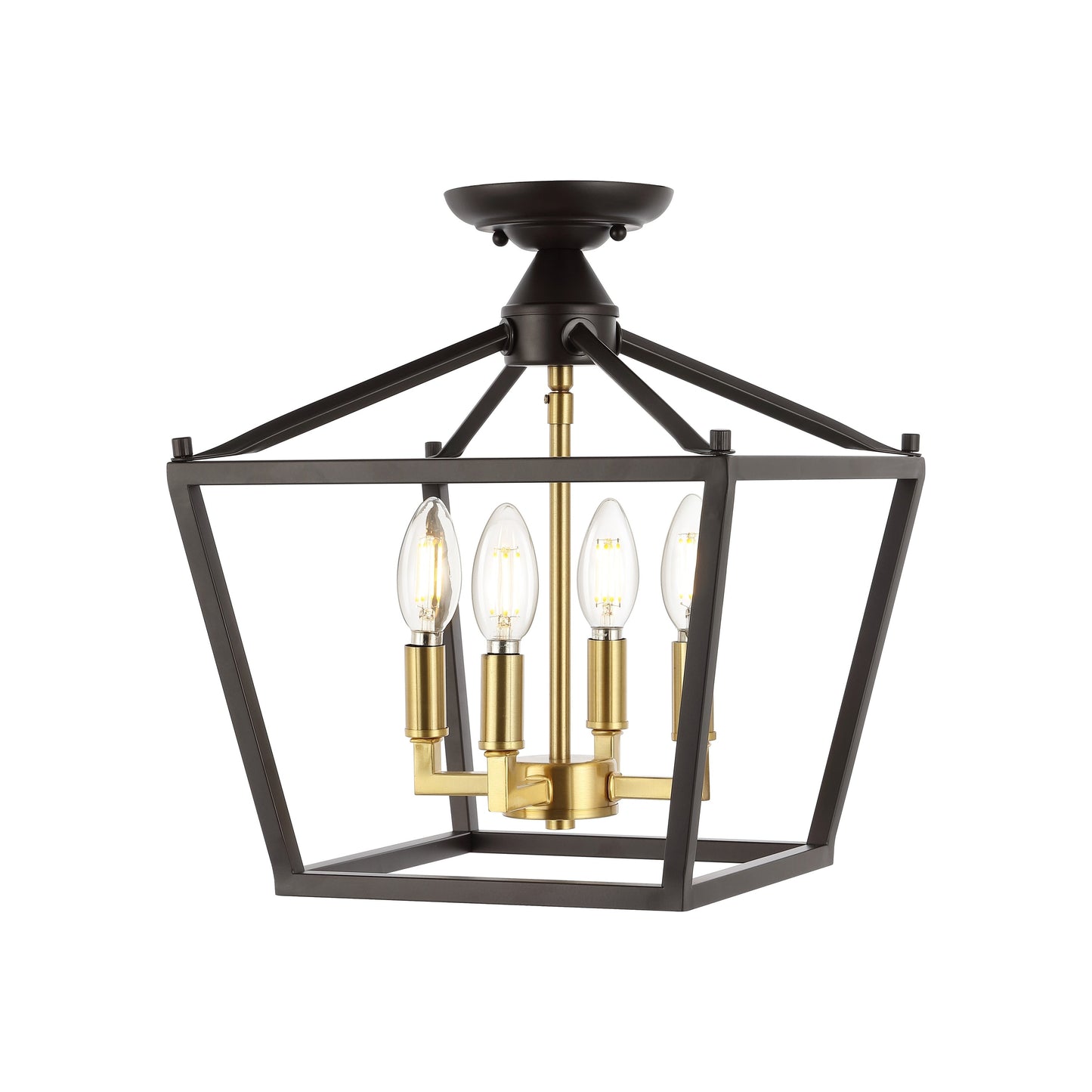 Milton Mini-Laterne, 4-flammig, Eisen, modernes Bauernhaus, LED-Deckenleuchte, von JONATHAN Y