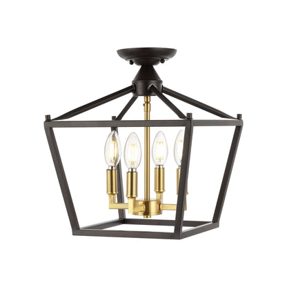 Milton Mini-Laterne, 4-flammig, Eisen, modernes Bauernhaus, LED-Deckenleuchte, von JONATHAN Y