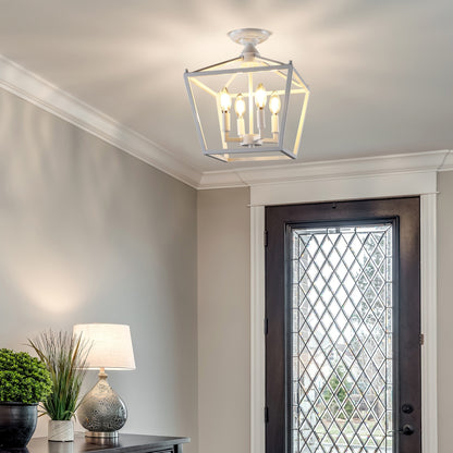 Milton Mini-Laterne, 4-flammig, Eisen, modernes Bauernhaus, LED-Deckenleuchte, von JONATHAN Y