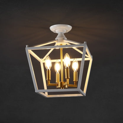 Milton Mini-Laterne, 4-flammig, Eisen, modernes Bauernhaus, LED-Deckenleuchte, von JONATHAN Y