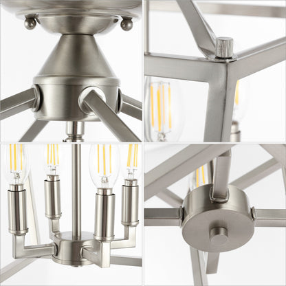 Milton Mini-Laterne, 4-flammig, Eisen, modernes Bauernhaus, LED-Deckenleuchte, von JONATHAN Y