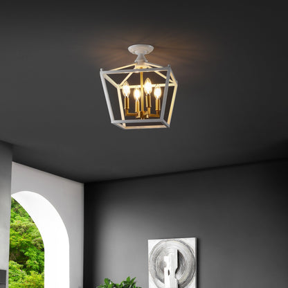 Milton Mini-Laterne, 4-flammig, Eisen, modernes Bauernhaus, LED-Deckenleuchte, von JONATHAN Y