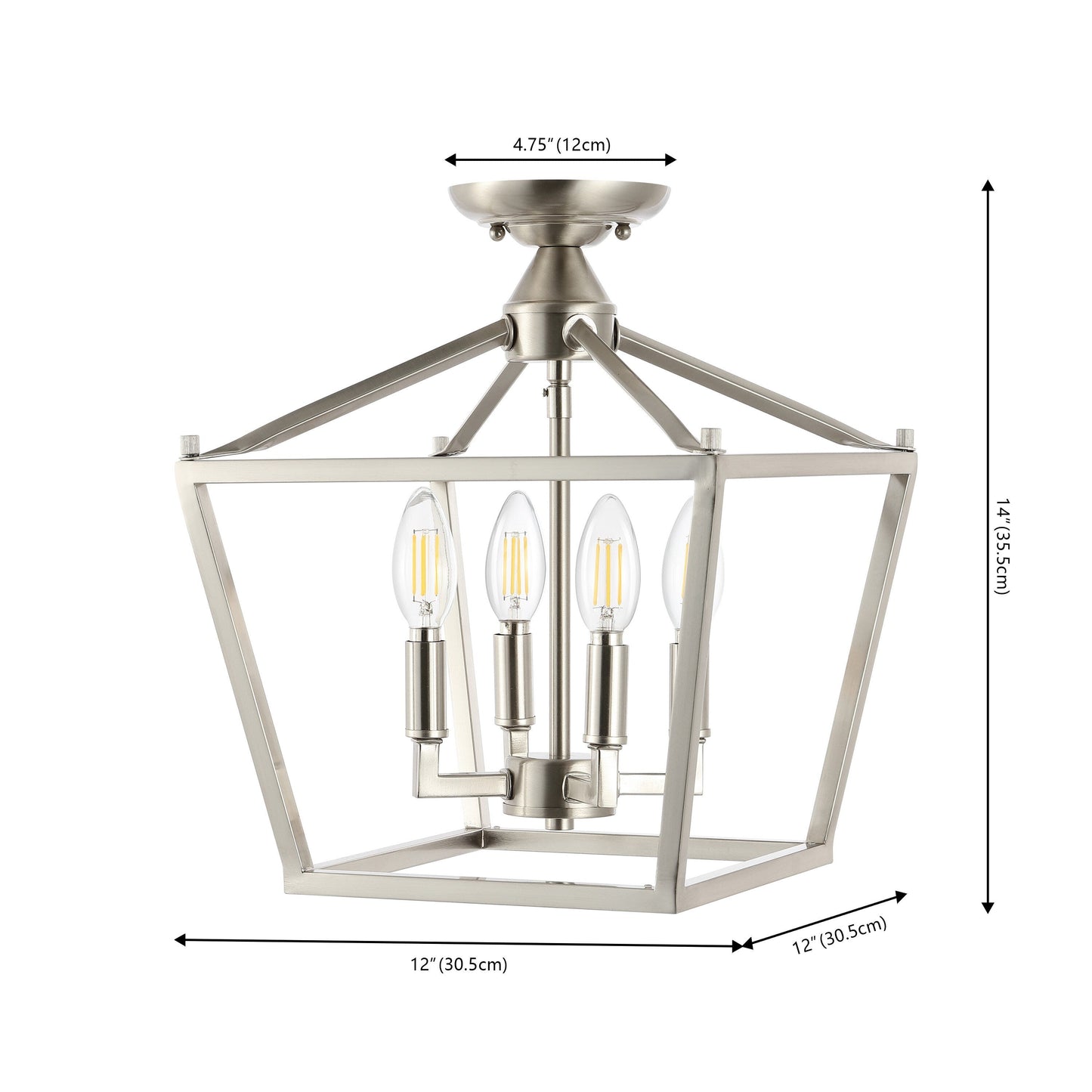 Milton Mini-Laterne, 4-flammig, Eisen, modernes Bauernhaus, LED-Deckenleuchte, von JONATHAN Y