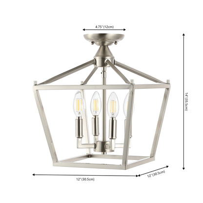 Milton Mini-Laterne, 4-flammig, Eisen, modernes Bauernhaus, LED-Deckenleuchte, von JONATHAN Y