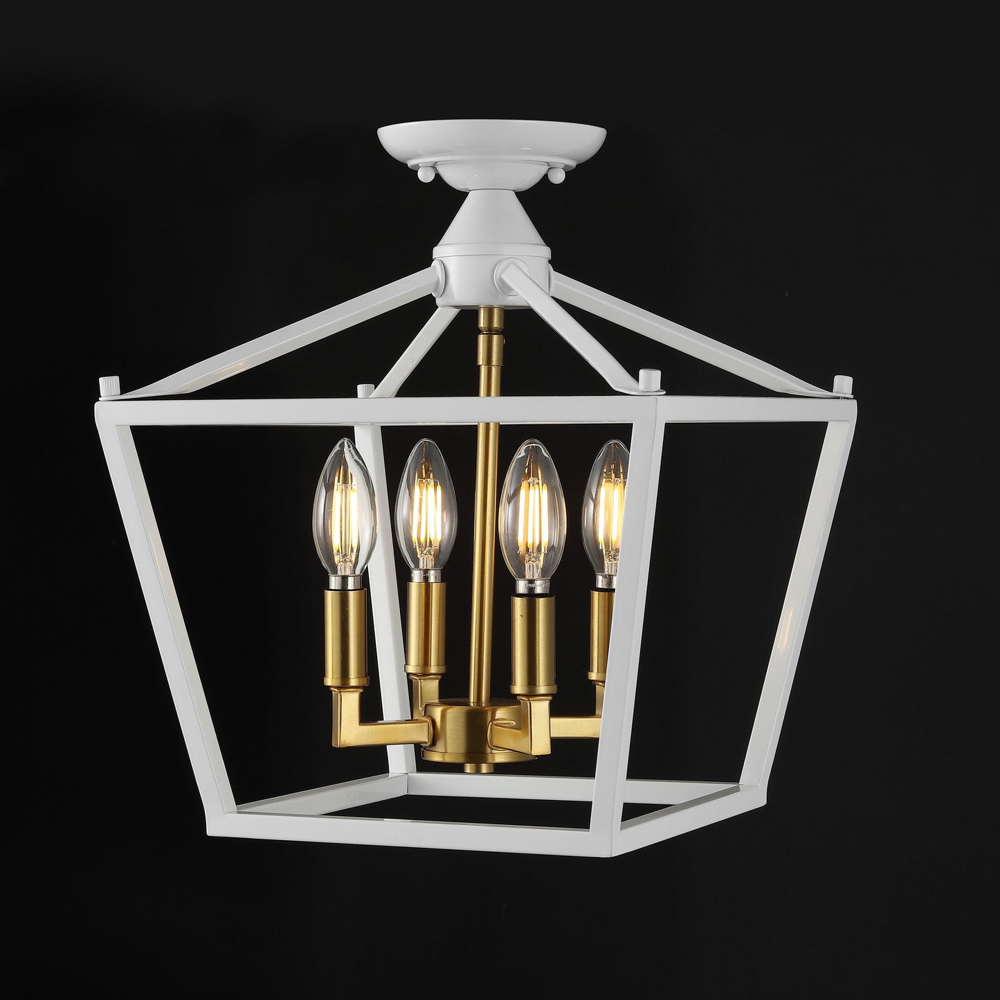 Milton Mini-Laterne, 4-flammig, Eisen, modernes Bauernhaus, LED-Deckenleuchte, von JONATHAN Y