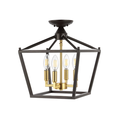 Milton Mini-Laterne, 4-flammig, Eisen, modernes Bauernhaus, LED-Deckenleuchte, von JONATHAN Y