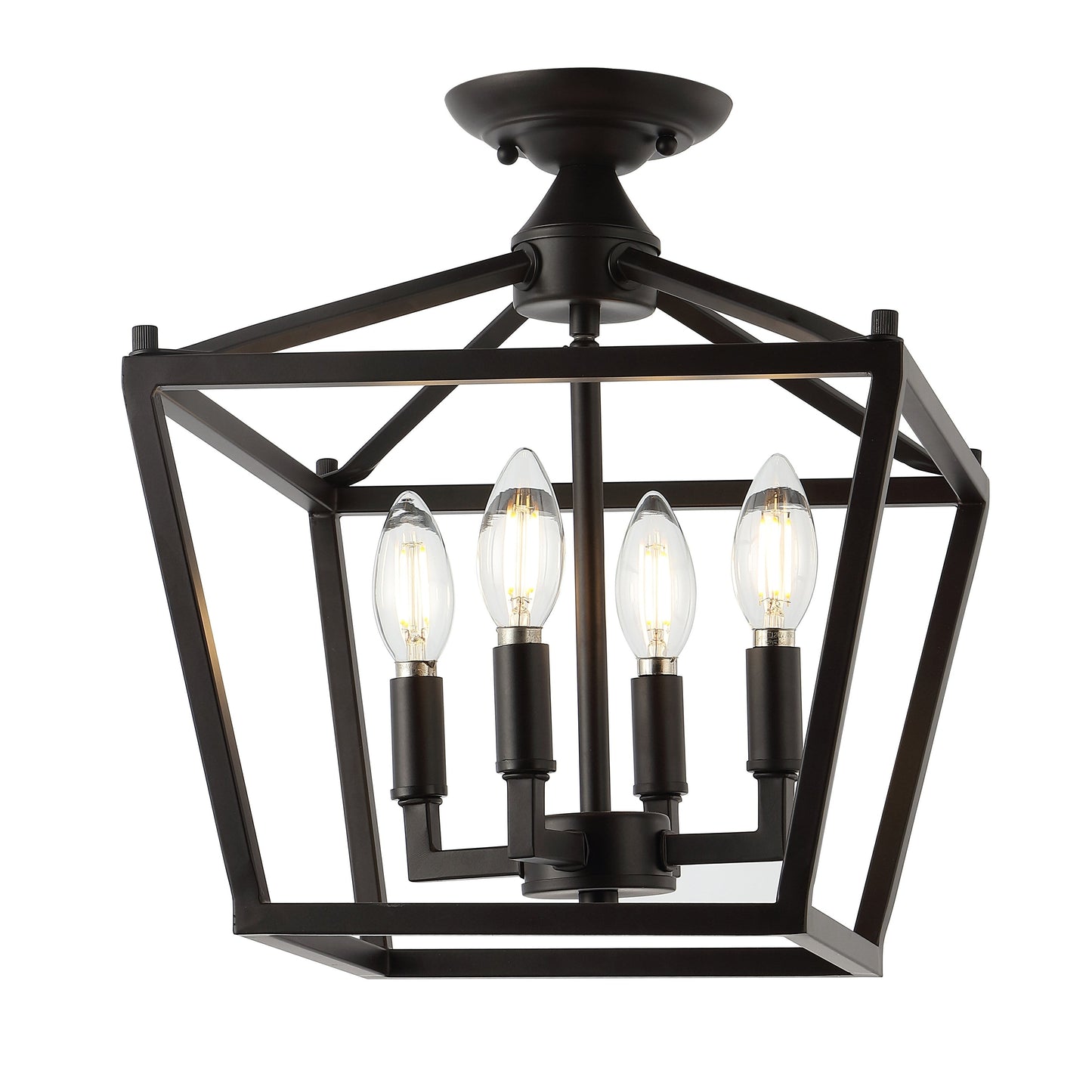 Milton Mini-Laterne, 4-flammig, Eisen, modernes Bauernhaus, LED-Deckenleuchte, von JONATHAN Y