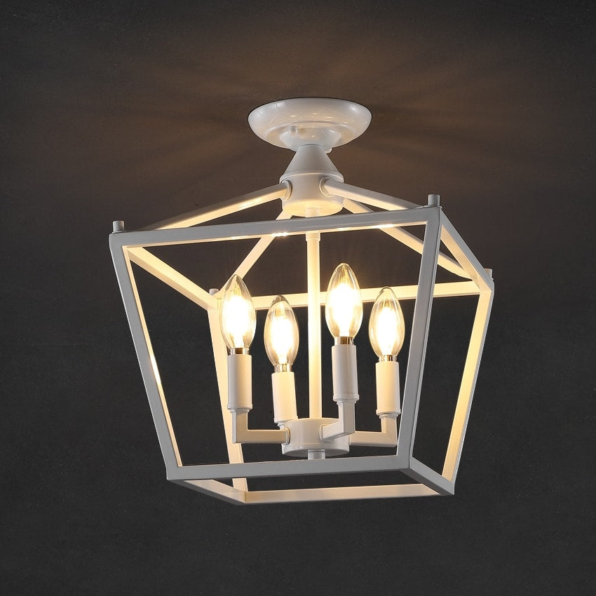 Milton Mini-Laterne, 4-flammig, Eisen, modernes Bauernhaus, LED-Deckenleuchte, von JONATHAN Y