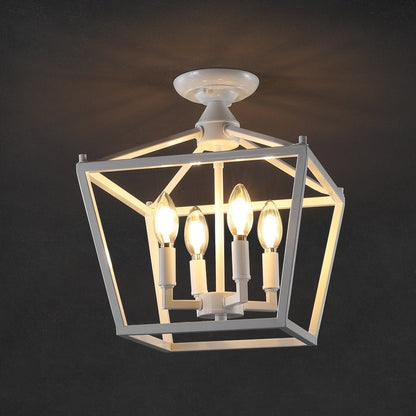 Milton Mini-Laterne, 4-flammig, Eisen, modernes Bauernhaus, LED-Deckenleuchte, von JONATHAN Y