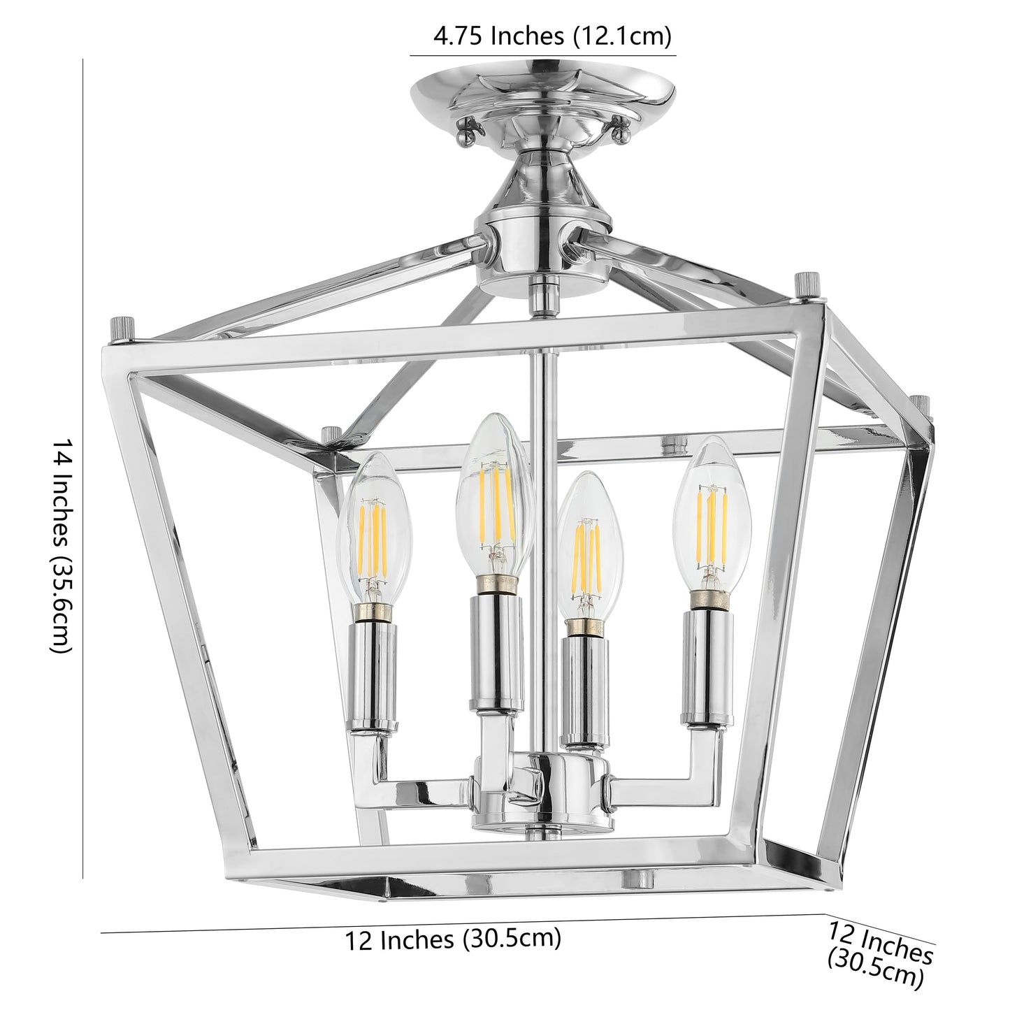 Milton Mini-Laterne, 4-flammig, Eisen, modernes Bauernhaus, LED-Deckenleuchte, von JONATHAN Y