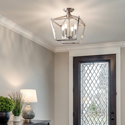 Milton Mini-Laterne, 4-flammig, Eisen, modernes Bauernhaus, LED-Deckenleuchte, von JONATHAN Y